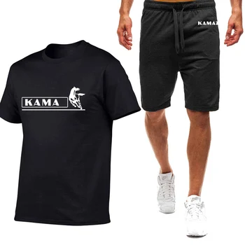 КАМАЗ 2023 Мужская Новая летняя спортивная одежда с коротким рукавом, спортивные дышащие модные футболки, топы и шорты, Повседневный костюм-двойка