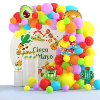 Карнавал Мексиканская тематика цепочка воздушных шаров у крупного рогатого скота товары кактус алюминиевая пленка воздушный шар цветной набор воздушных шаров день рождения