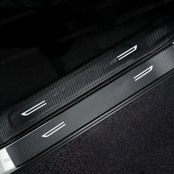 Кожаный коврик для порога автомобиля для Ford Explorer 2020 2021 2022, Наклейка на порог, Аксессуары для укладки, Автозапчасти из углеродного волокна