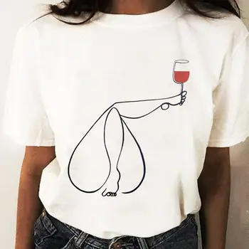 Кофейные, винные, любовные трендовые футболки с графическим рисунком, модная повседневная женская футболка с героями мультфильмов, стильная обычная женская футболка с коротким рукавом