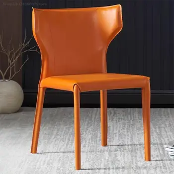 Кухонный кожаный обеденный стул в скандинавском стиле, стул для гостиной, стул для отдыха, современный стул для спальни, Маникюрная стойка со спинкой, мебель для отдыха
