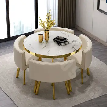 Легкая роскошная переговорная сеть приемная офиса продаж знаменитостей небольшой круглый стол и стул комбинированный магазин обеденный стол и стул