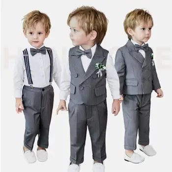 Летний роскошный костюм для фотосессии для маленьких мальчиков, детский костюм для выступления, смокинг, детское платье на день рождения, официальный свадебный костюм
