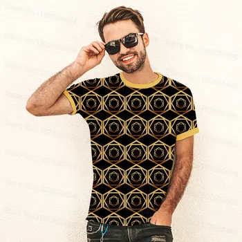 Летняя винтажная мужская футболка, сетчатая дышащая рубашка, модная рубашка с 3D принтом, женский повседневный уличный топ Оверсайз