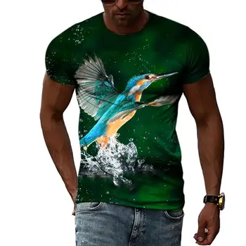 Летняя мода, Животные, Птицы, красивые графические футболки для мужчин, 3D принт, Хип-хоп, Харадзюку, Круглый вырез, топ с коротким рукавом