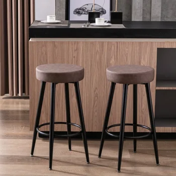 Мебель \ Металлические барные стулья\  Круглые табуретки для кухонной стойки\  Промышленный круглый барный стул\  Барные стулья \ 28 Дюймов Для