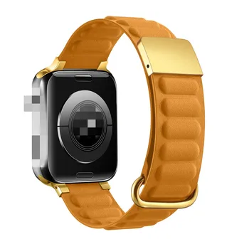 Металлический магнитный ремешок для часов с 2 задними кнопками подходит для моделей Apple Серии Watch Размером 38/40/41/42/44/45 мм