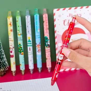 Милая гелевая ручка в виде рождественской елки, черные чернила, мультяшная шариковая ручка, детские канцелярские принадлежности, Подарки, Офисные школьные принадлежности.