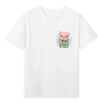 Милая футболка Pocket Piggy, оригинальная брендовая одежда, летняя футболка с коротким рукавом, футболка оверсайз A0161