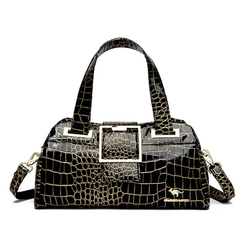 Модная элегантная сумочка Madam с крокодиловым узором и решеткой Роскошная женская сумка через плечо с несколькими карманами Женская сумка 2023 Новинка