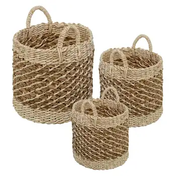 Можно сделать набор плетеных корзин с пятнами от чая/3 корзины для покупок, корзины для белья, Корзины для цветов, органайзер для хранения, Маленькая пластиковая корзина