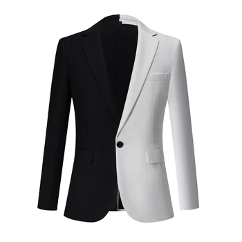 Мужские черные, белые, подходящие по цвету Новые модные костюмы, Смокинг жениха, платье для вечеринки, банкетное платье, мужская куртка, пальто