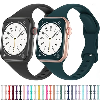 Мягкий силиконовый Модный Ремешок Для Apple Watch 8 7 45 мм 41 мм Ultra 49 мм Смарт-часы Браслет Для Iwatch 6 5 4 3 SE 44 мм 42 мм 40 мм