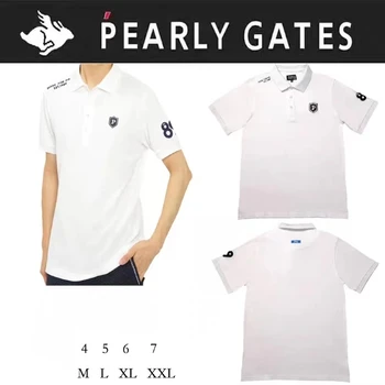 Новая мужская однотонная футболка-поло PEARLY GATES Golf с коротким рукавом, спортивная Простая модная удобная рубашка-поло для гольфа 2023 года, джерси