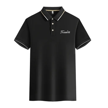 Новая мужская рубашка поло для гольфа, мужская рубашка с отложным воротником, приталенная однотонная рубашка поло на пуговицах, повседневная мужская одежда