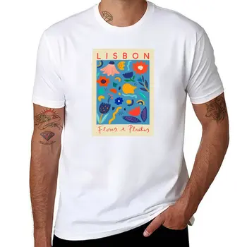 Новая футболка с цветочным рынком в Лиссабоне, эстетичная одежда, черные футболки, футболки оверсайз для мужчин