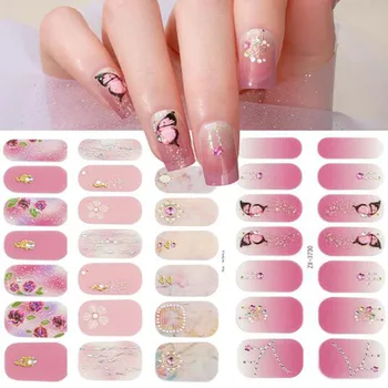 Новые наклейки для ногтей Бриллианты Бабочка Полное покрытие Накладка для ногтей Аппликация Готовые клейкие накладки для ногтей Наклейки для лака для ногтей своими руками