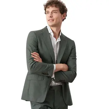 Новый мужской костюм Lansboter Green, комплект из 2 предметов, Итальянское повседневное приталенное свадебное платье, деловой рабочий комплект для жениха, куртка со штанами