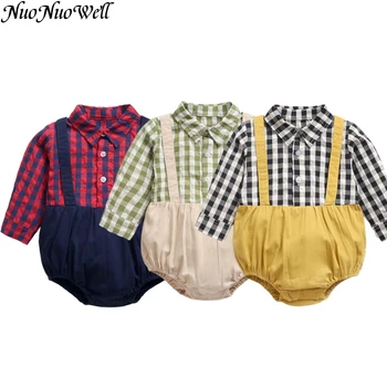 Одежда для маленьких мальчиков, Хлопковый льняной комбинезон с длинными рукавами, весна-осень, боди для новорожденных, цельная детская верхняя одежда