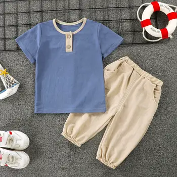 Одежда для новорожденных девочек и мальчиков, Летние хлопковые комплекты детской одежды с цветочным рисунком, топы с короткими рукавами, футболка + шорты, 2 предмета детской одежды