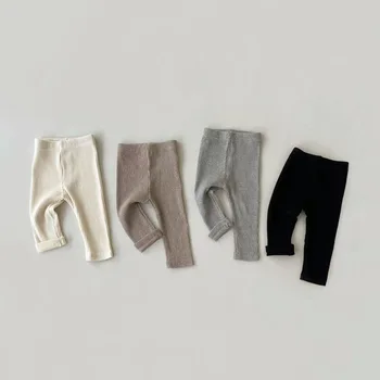 Однотонные штаны для маленьких мальчиков, Уличные Колготки для новорожденных девочек, Повседневные Универсальные эластичные брюки, Детские Простые Тонкие Хлопчатобумажные Леггинсы