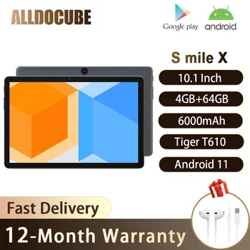 Планшеты Alldocube Smile X 10,1 Дюймов 4 ГБ оперативной ПАМЯТИ 64 ГБ ПЗУ Android11 4G LTE WIFI Телефонный звонок T610 Компьютерный Планшетный ПК