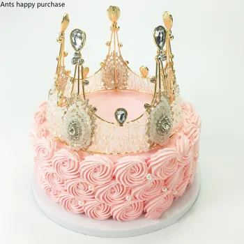 Пластиковая Розовая Модель Торта Имитационный Образец Короны Образец Витрины Магазина Две Спецификации Украшения Модели Торта на День Рождения