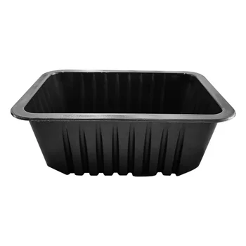 Пластиковые одноразовые контейнеры для еды черного цвета, Выдвижные контейнеры с крышкой для салатов, контейнер для хранения свежих продуктов, коробка для переноски