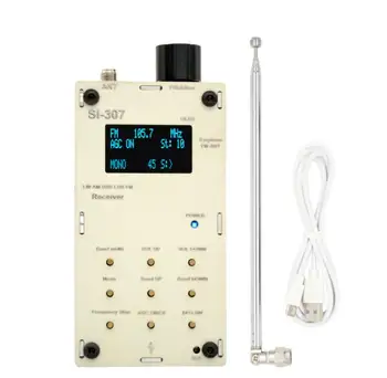 Портативный радиоприемник Si-307 SI4732 300 кГц-108 МГц FM LW (MW SW) SSB USB AM + OLED + Штыревая Антенна + Аккумулятор + USB-кабель + Динамик