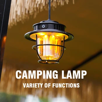 Портативный фонарь для кемпинга в стиле ретро, уличная винтажная походная лампа, 4 режима освещения, подвесные светильники для палатки, для походов на открытом воздухе, для двора для скалолазания