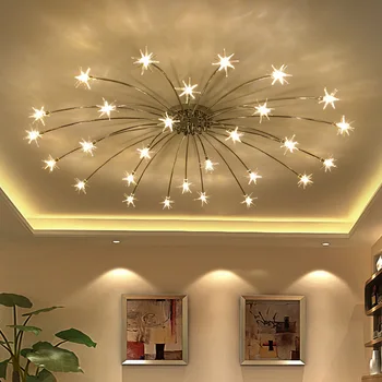 Потолочный светильник Creative Star Современный потолочный светильник для гостиной спальни ресторана Лампа G4 со стеклянным абажуром