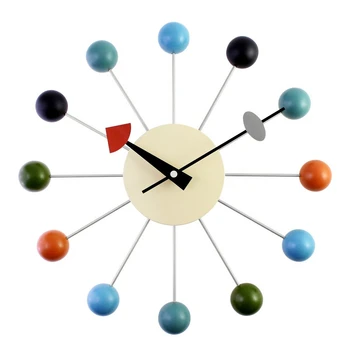 Простой красочный шар, Современные часы, художественное моделирование, Спортивные Декоративные Конфетные Настенные часы, Разноцветный Металл + шар из цельного дерева