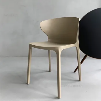 Простые современные пластиковые обеденные стулья для столовой Кухни, Скандинавский дизайн, индивидуальность для отдыха, Обеденный стул со спинкой в гостиной