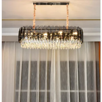 Роскошная хрустальная люстра со светодиодной подсветкой для гостиной, современное освещение для столовой на вилле, в отеле, светодиодное декоративное освещение серого цвета/цвета шампанского