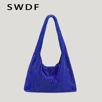 Роскошные Женские сумки через плечо с бриллиантами, дизайнерские женские сумки из хрустальной сетки, роскошная вечерняя сумочка со стразами, блестящий кошелек-тоут 2023