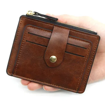 Роскошный маленький мужской кошелек для кредитных ID-карт, мужской тонкий кожаный кошелек с карманом для монет, Брендовый Дизайнерский кошелек для мужчин и женщин