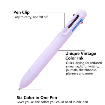 Ручка для письма в пластиковом корпусе, прочная конструкция, легко писать, практичная шариковая ручка для школьного офиса, портативная шариковая ручка 6 в 1
