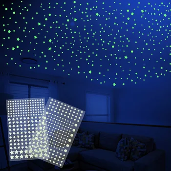 Светящиеся 3D Звезды В Горошек Наклейка На Стену Для Детской Комнаты Украшение Спальни Светящиеся В Темноте Наклейки DIY Флуоресцентная Наклейка