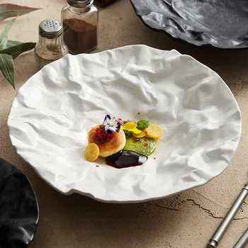 Складные глубокие тарелки, миски, японская посуда, салат в западном стиле, бытовая керамическая посуда высокого качества.