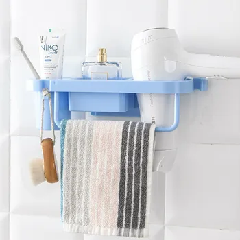 Стеллаж для хранения в ванной комнате с отверстием для крючка Бесплатная Стойка для фена Стеллаж для хранения Креативной туалетной косметики Вешалка для полотенец