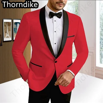 Торндайк, 2 предмета, мужские костюмы, смокинги для жениха, красные мужские свадебные платья, смокинги для отца и мальчика на выпускной (куртка + брюки) Сшито на заказ