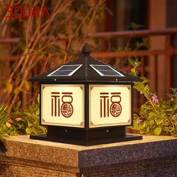 Уличная солнечная лампа SOURA на столбе, винтажный креативный китайский светильник на столбе, водонепроницаемый IP65 для внутреннего двора виллы