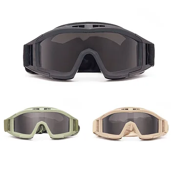 Уличные тактические очки с 3 линзами, Ветрозащитные, пылезащитные Очки для стрельбы, мотокросса, альпинизма, очки CS Safe Protection