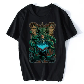 Футболка Cthulhu Lovecraft С принтом монстра ужасов на футболке, мужская модная повседневная хлопковая футболка, мужские футболки на День матери, топы