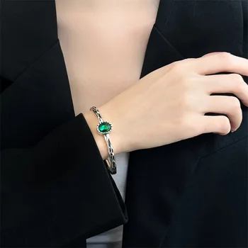 Хип-хоп, новые стильные винтажные браслеты для женщин, Кованый Прохладный Сладкий Зеленый браслет, дизайнерские украшения