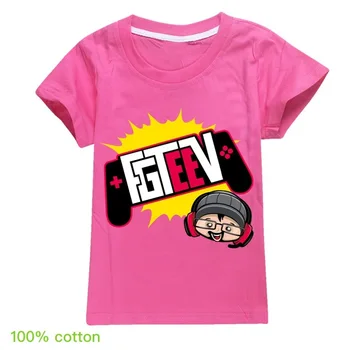 Хлопчатобумажная одежда для девочек на Хэллоуин, футболка Fgteev, детская хлопчатобумажная футболка для косплея, забавные молодежные футболки на день благодарения с коротким рукавом для больших девочек