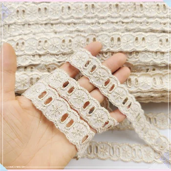 Хлопчатобумажная ткань Wdie Gold Line с вышитыми отверстиями 2,3 см, кружевная ткань с бахромой, банты-бабочки для свадебного платья, Швейные принадлежности