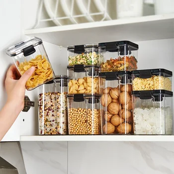 Холодильник для пищевых герметичных банок с крышкой для хранения зерна и орехов Контейнер для хранения Банок для организации кладовой Кухонные Принадлежности