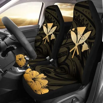 Чехлы для автомобильных сидений Hawaiian Kanaka, Hibiscus Polynesian Love Gold, упаковка из 2 универсальных защитных чехлов для передних сидений